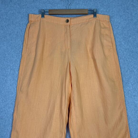 J. Jill Love Linen Orange High Waisted Wide Leg Crop Pants Size XL - Picture 2 of 13